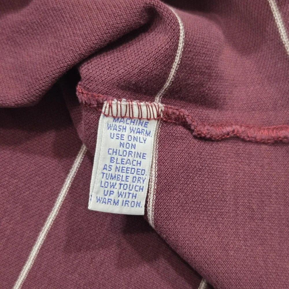 Polo Ralph Lauren Vintage Mens Polo Shirt Maroon Striped Made In USA‎ Button XL